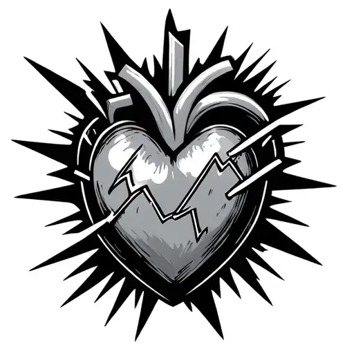 Heart Monitor Line With Lightning Bolt Intertwined