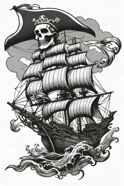 Pirate Clipper Ship With Grim Reaper