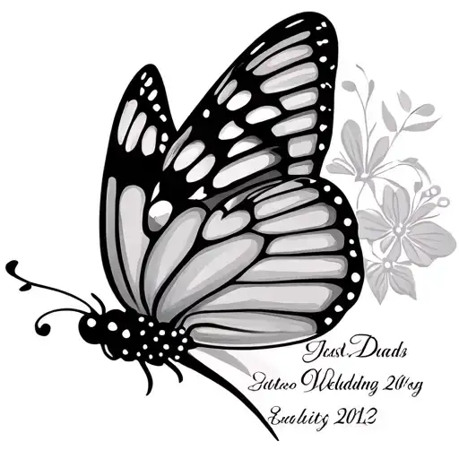 Butterfly With Heart And Wedding Date