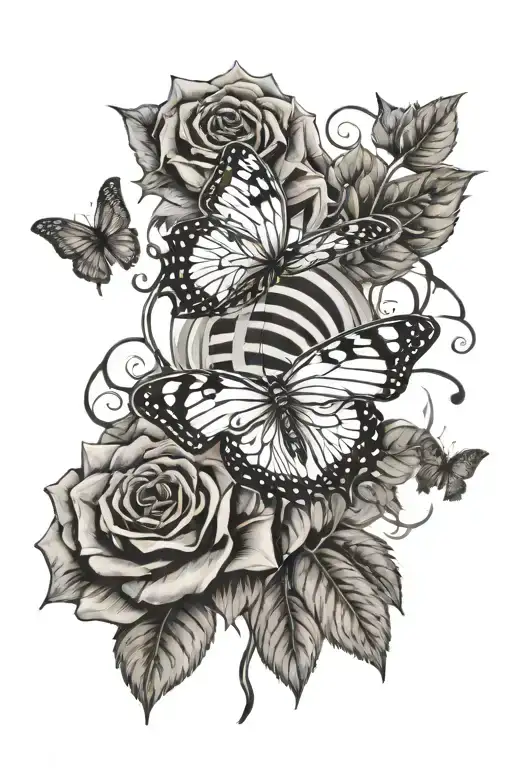 Deoxyribonucleic Acid With Music Notes Inside It And Butterflies Sunflower And Roses