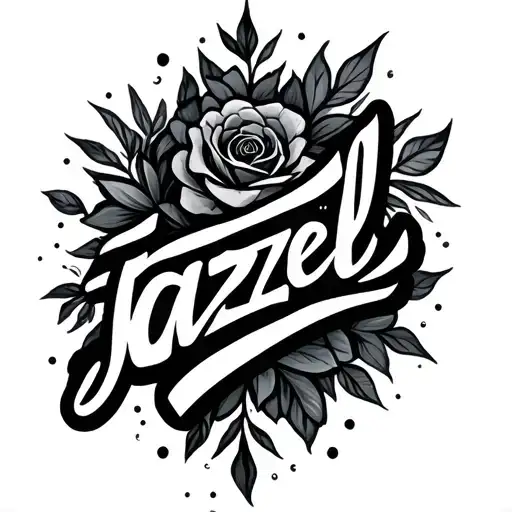 Jazell Written Out With Pretty Designs To Match The Name