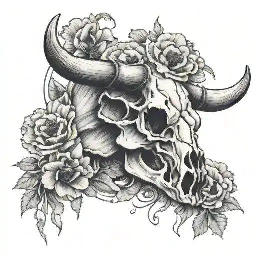 Bull Skull Smoking A Joint Surrounded With Poppies