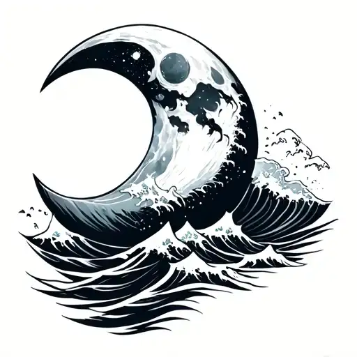 Moon With Wave Beneath