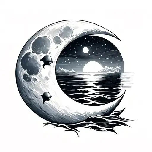 Moon And Sea