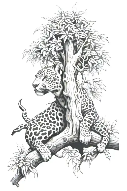 Jaguar In A Tree In The Jungle