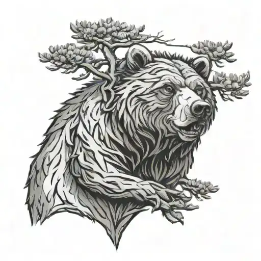 Mad Bear Head Juniper Tree In Front