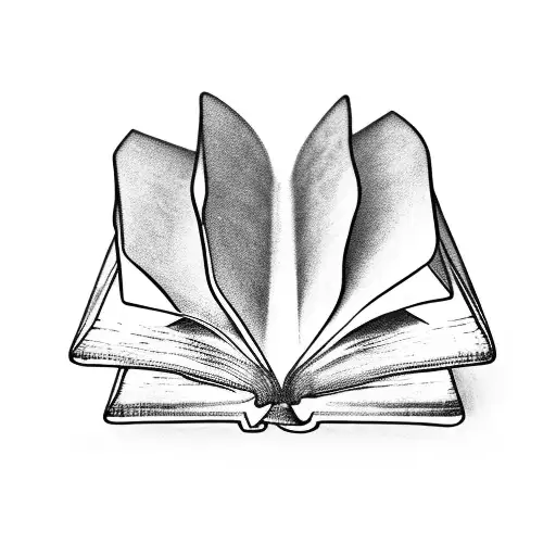 A Minimalist Tattoo Of An Open Book With Pages Made Of Fruits And Vegetables