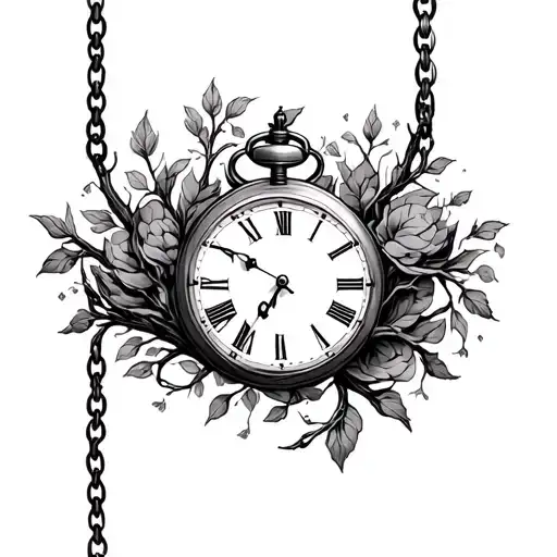 Tree And Pocket Watches Intertwined