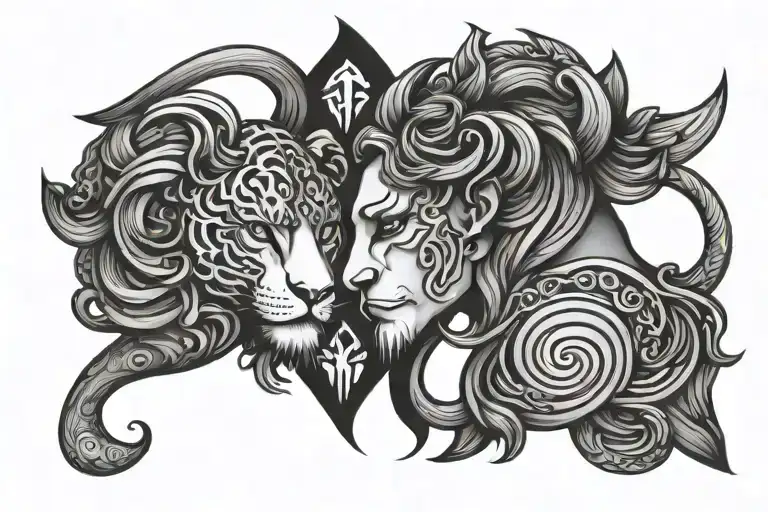 Leo And Gemini Symbols Intertwined