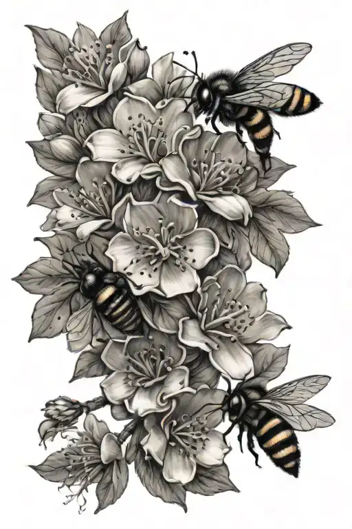 Tree Flowers Bee Flying