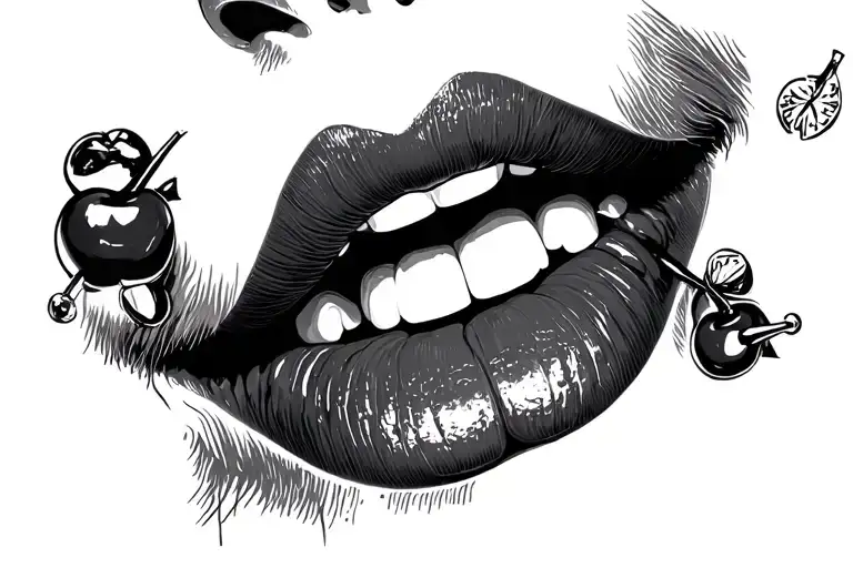 2 Cherry Face Tongue With Piercings Other Mouth Close With Nice Lip