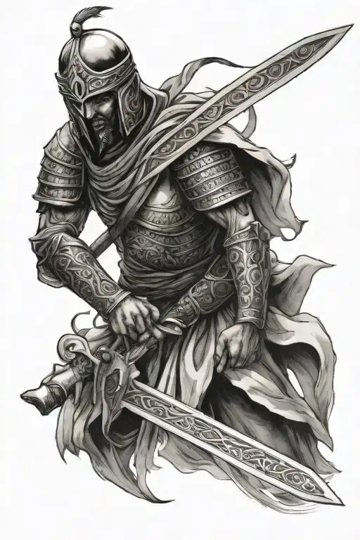 Arabic Warrior Wielding A Sword