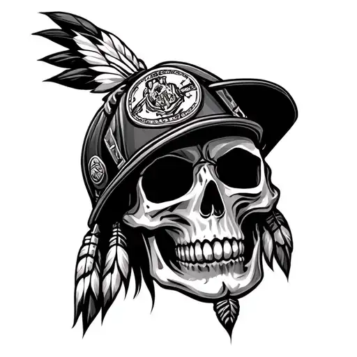 Firefighter Skull Tribal Native American