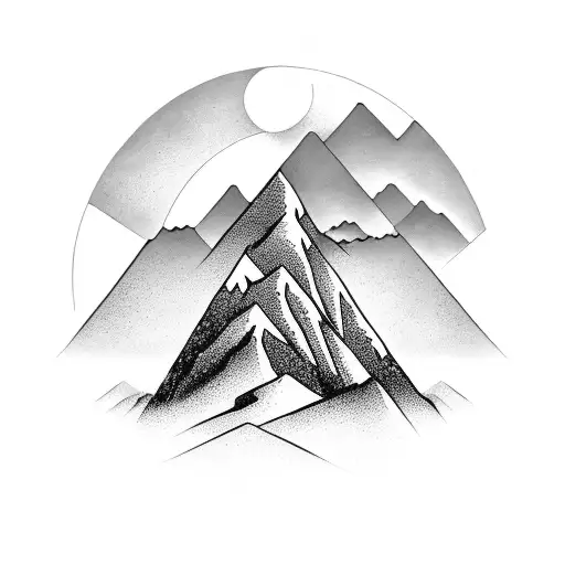 Mountain Scene And Tribal Mixed Design