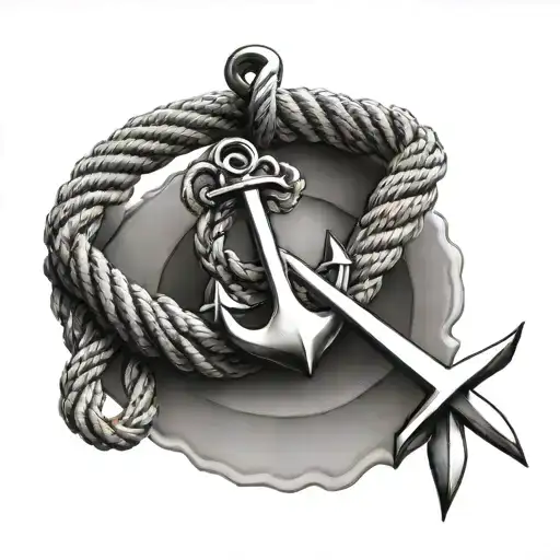 Arm Band Nautical Tattoo With Rope And Anchor Intertwined