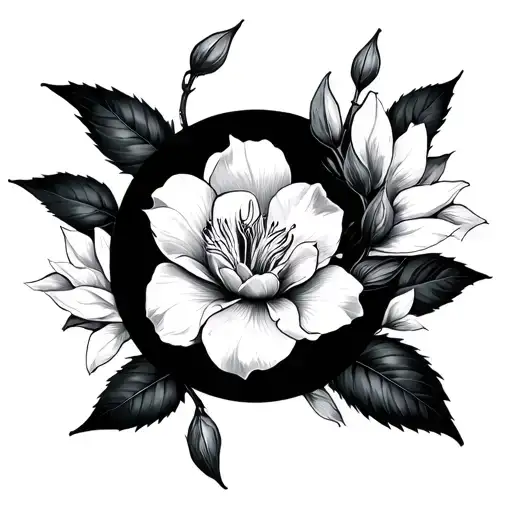 Planet Astrology Tattoo Design With Jasmine Flower And Nine Number By Aquarius