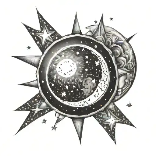 Black Moon Surrounded By Stars