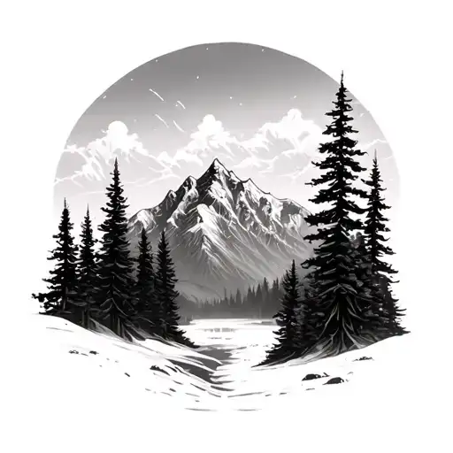 Mountain And Trees Background Looking