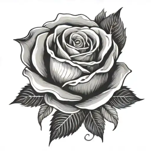 Black And White Rose With Paper Leaves Bleeding