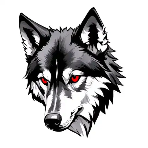 All Black Wolf With Red Eyes