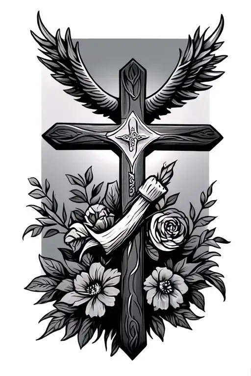 Men Christian Cross With Country Filled