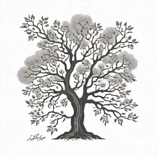 Simple Tree With The Branches And Leaves Being Lightning