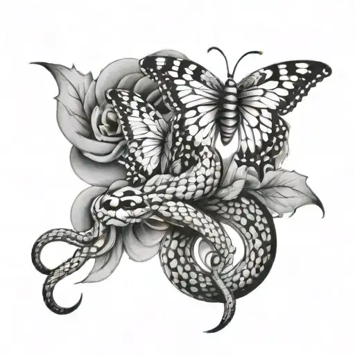 Fiery Snake And Butterfly