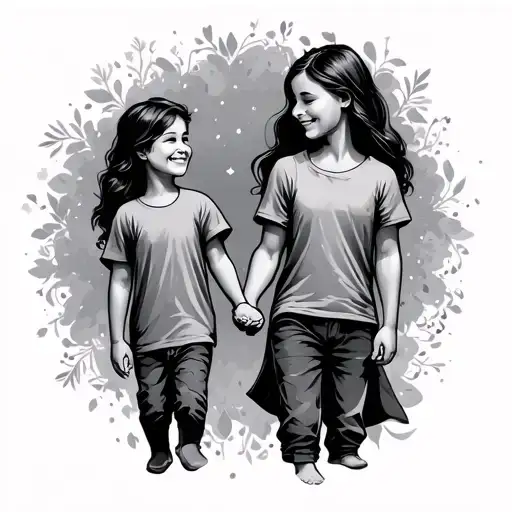 Mom And Daugter And Son Holding Hands