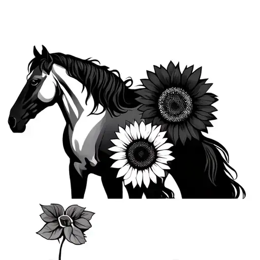 Horse And Sunflower