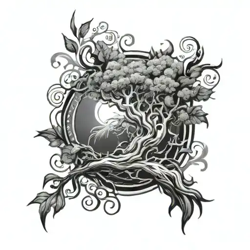 Poison Tree Tattoo Combined With Phoenix