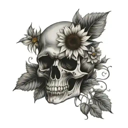 Skull With Sunflower