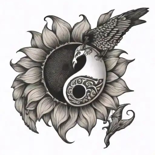 Sunflower Starling Yin Yang Symbol