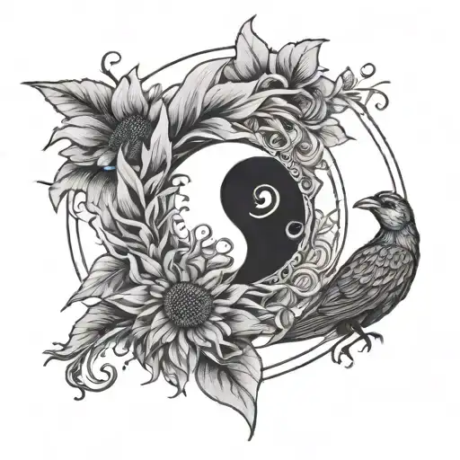 Sunflower Starling Yin Yang Design