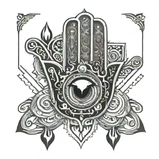 Hamsa Overlaid With Davincis Diagram Of Man