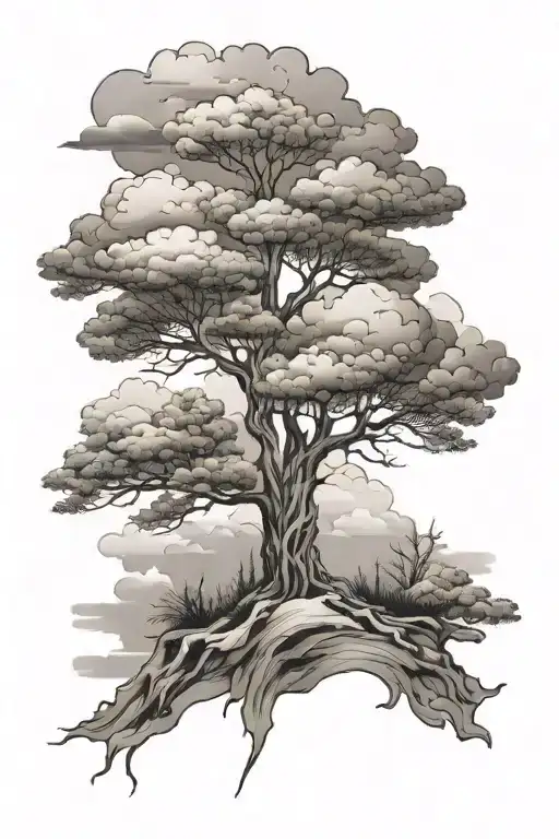 Mahar With Clouds And Tree