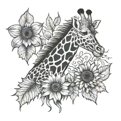 Autumn Leaves Falling Giraffe Lion Sunflower