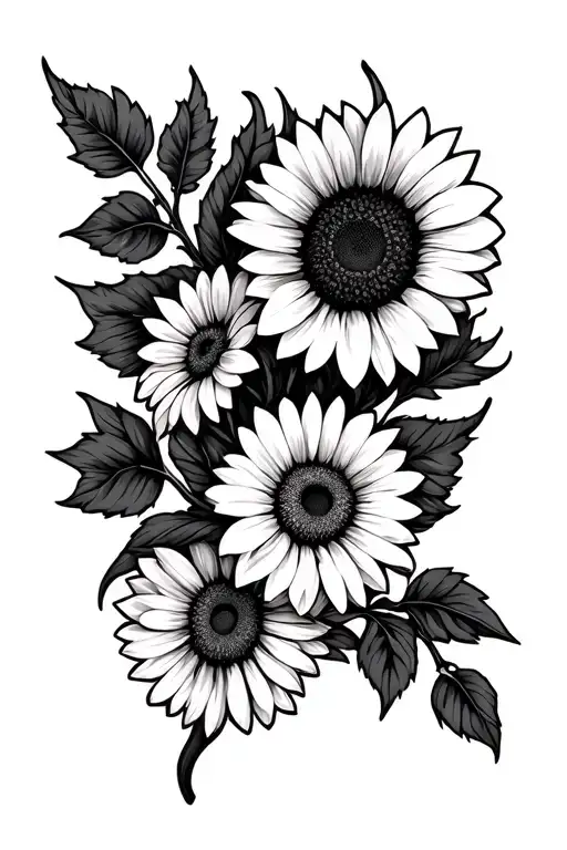 Vine Like Sunflower And Daisy Around Arm Sleeve Tattoo Design