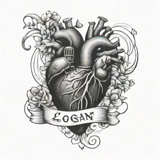 Outline Of A Heart That Includes The Names Logan And Roman