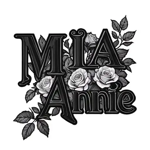 The Name Mia Annie Amongst Rose Tree