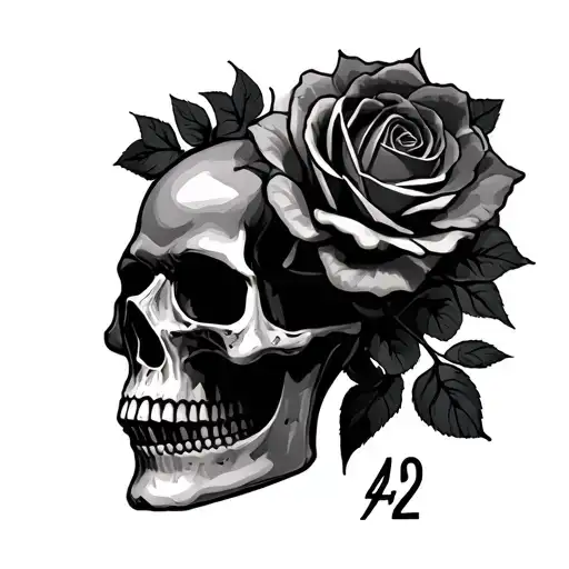 Skull And Rosses And 42 And 2