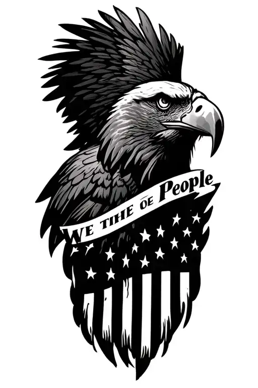 We The People Written With Eagle And Flag