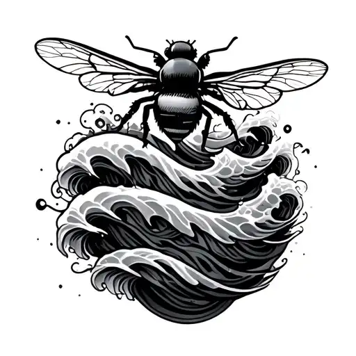 Apanese Wave Tattoo Bee Hive