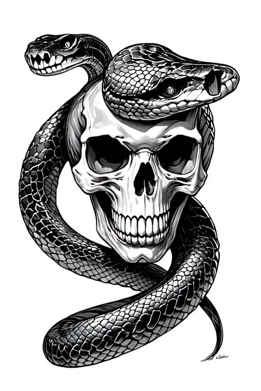 Snake And Skull Face