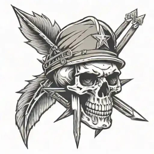 Army Skull With Arrows Crossed