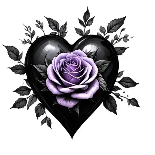 Black Heart With A Purple Rose