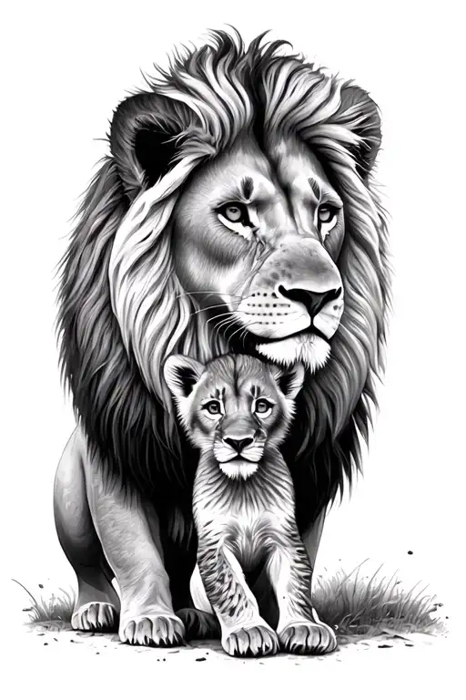 Lion And Its Cub