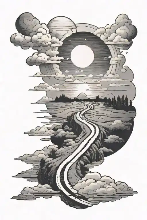 Bumps On A Road Leading To Sunset Sky