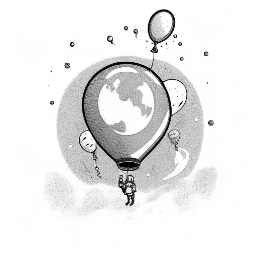 Astronaut Holding Balloons Stuck In A Bottle