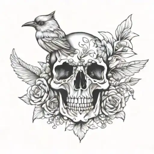 Flower Bird Skull