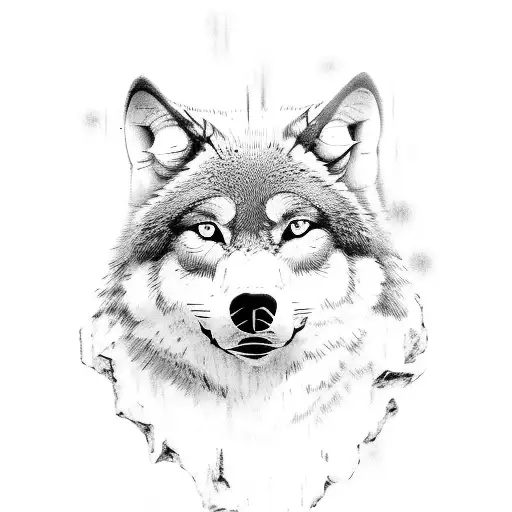 An Anime-inspired Black-grey Wolf Portrait